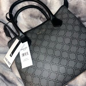 Nine West Black and Gray Patterned Tote